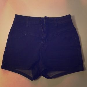 BDG high waisted black denim shorts
